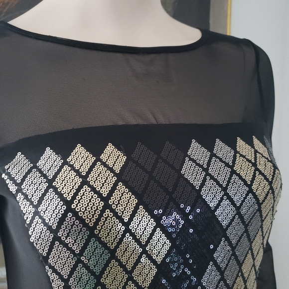 Joseph Ribkoff | Mesh and Sequin Geometric Dress - Picture 5 of 10
